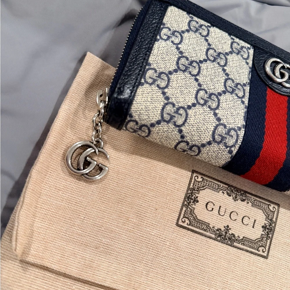 Gucci Beige and Navy Wallet with Red Accent - Picture 2 of 8